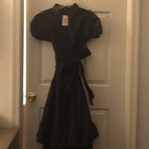 NWT. BCBG Black button down dress w/ full skirt.